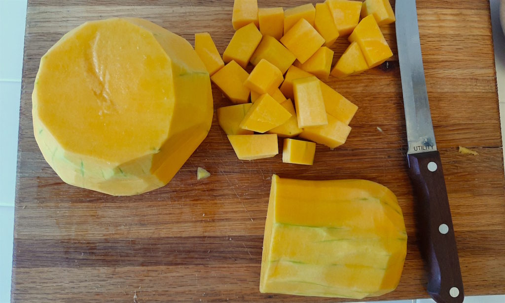 How to cut a butternut squash: cubes.