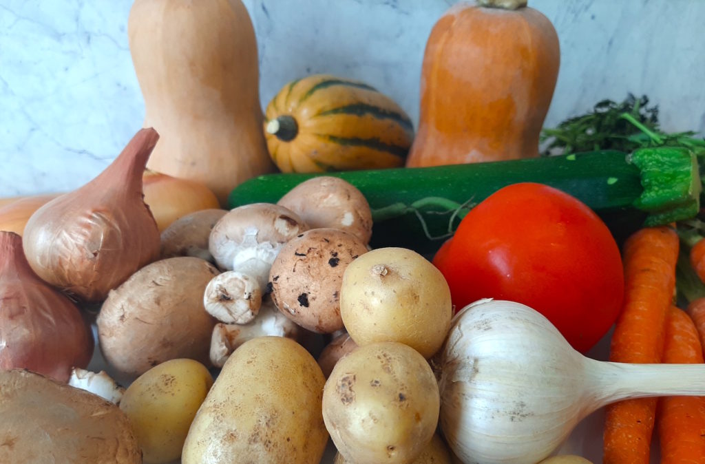 Roast Vegetables, Butternut Squash, Honeynut Squash, Delicata Squash, Carrots, Zucchini, Tomato, Shallots, Onions, Mushrooms, Garlic, Potatoes