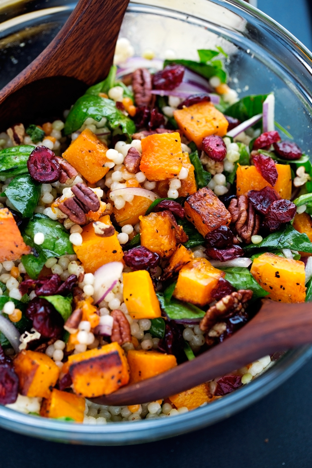Autumn Pearl Couscous Salad by Little Spice Jar, Fall Salads to meal prep, Fall Salads to eat light before Thanksgiving