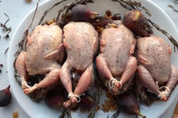 Roast Stuffed Quail with Goat Cheese, Figs, and Walnuts