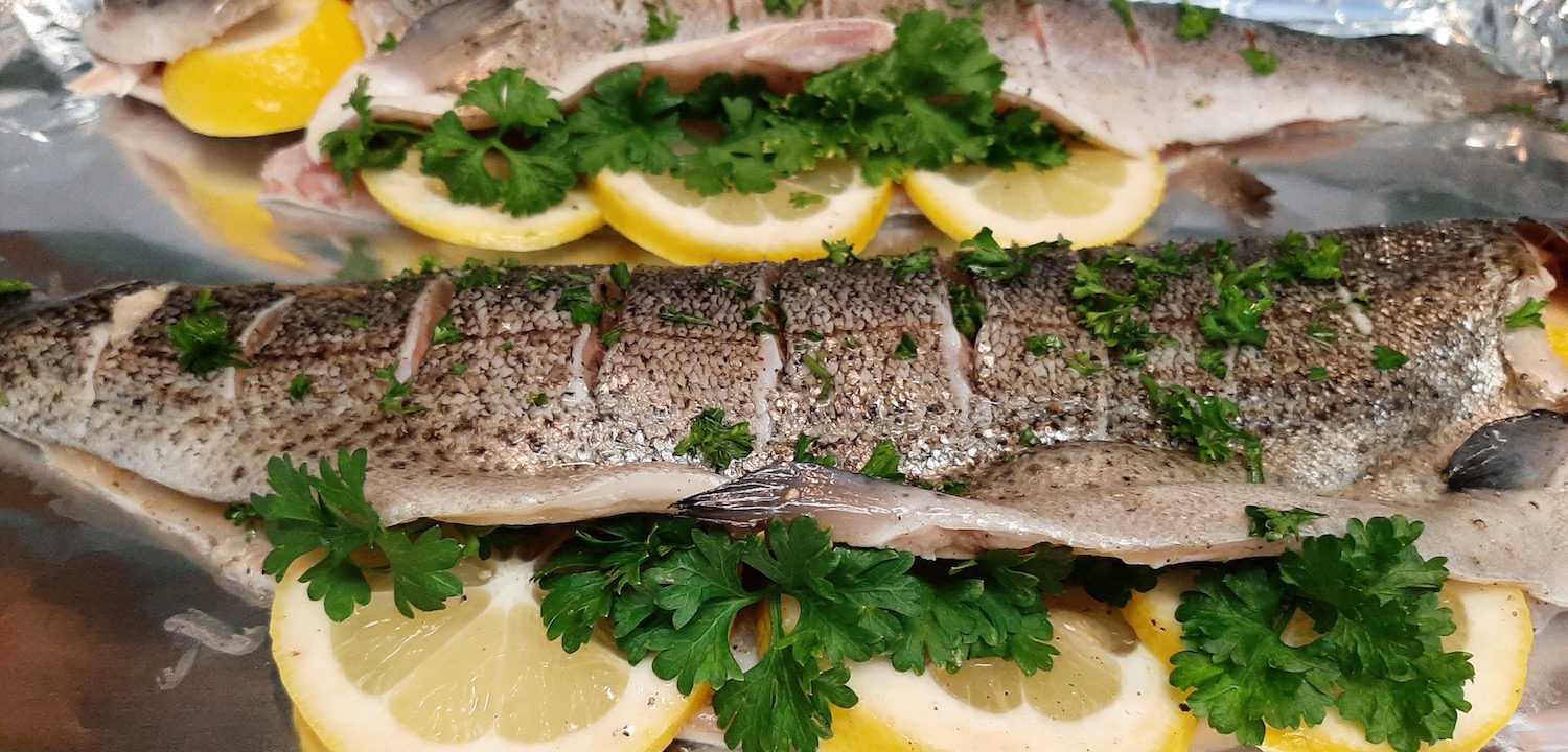 Whole Roasted Rainbow Trout with Lemon and Parsley