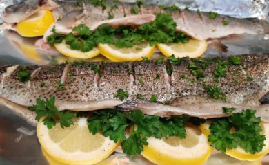 Whole Roasted Rainbow Trout with Lemon and Parsley