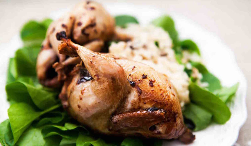 Roast Quail with Balsamic Reduction Sauce from SimplyRecipes