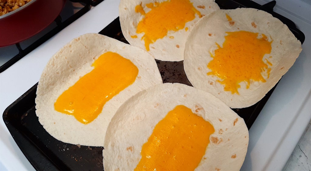 Homemade soft tacos with cheese