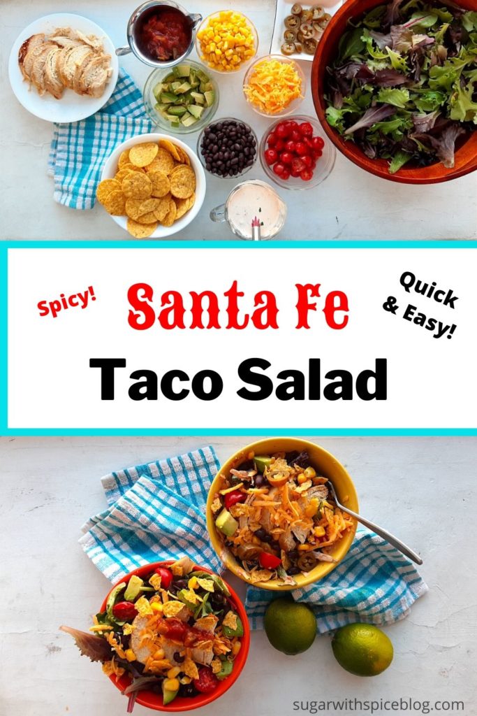 Spicy Santa Fe Taco Salad Pinterest Image. Sugar with Spice blog.